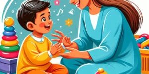 엄마와 아이가 놀고있는 일러스트